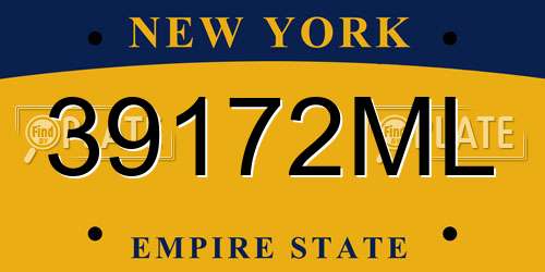 39172ML New York License Plate