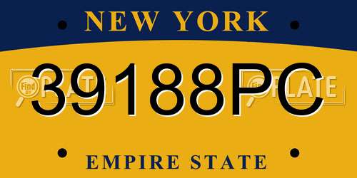 39188PC New York License Plate