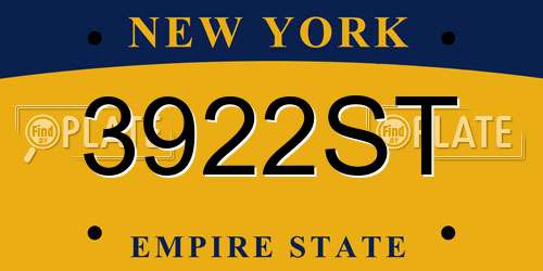3922ST New York License Plate