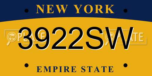 3922SW New York License Plate