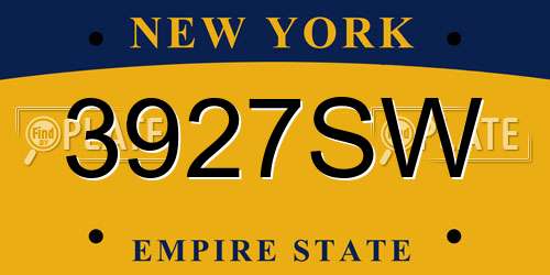 3927SW New York License Plate