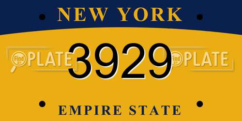 3929 New York License Plate