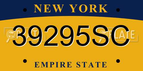 39295SC New York License Plate