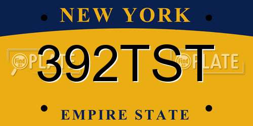 392TST New York License Plate