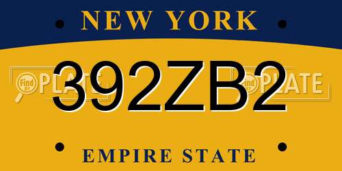 392ZB2 New York License Plate