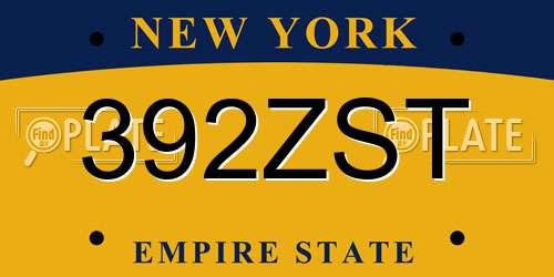 392ZST New York License Plate