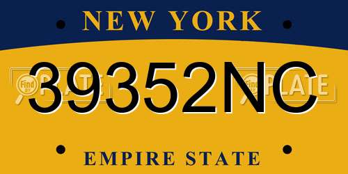 39352NC New York License Plate
