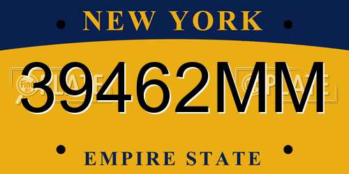 39462MM New York License Plate