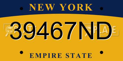 39467ND New York License Plate