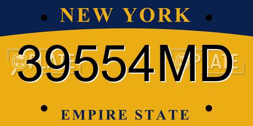 39554MD New York License Plate