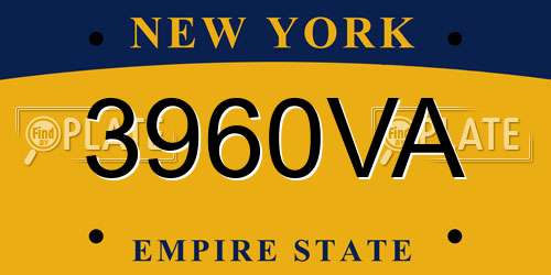 3960VA New York License Plate