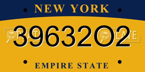 39632O2 New York License Plate