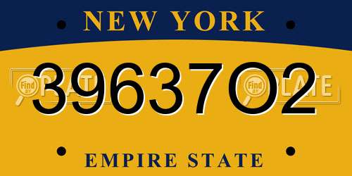 39637O2 New York License Plate