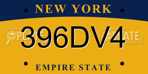 396DV4 New York License Plate