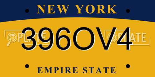 396OV4 New York License Plate