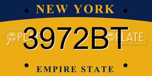 3972BT New York License Plate