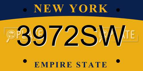 3972SW New York License Plate