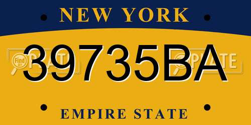 39735BA New York License Plate