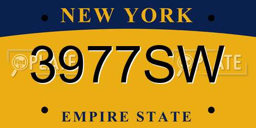 3977SW New York License Plate