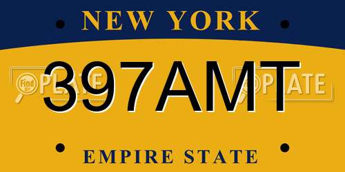 397AMT New York License Plate