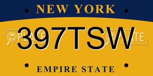 397TSW New York License Plate