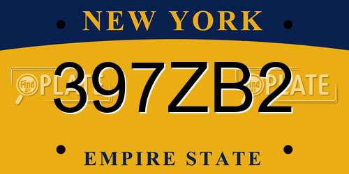 397ZB2 New York License Plate