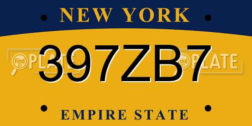 397ZB7 New York License Plate