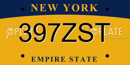 397ZST New York License Plate