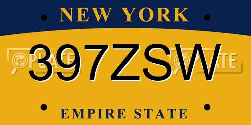397ZSW New York License Plate