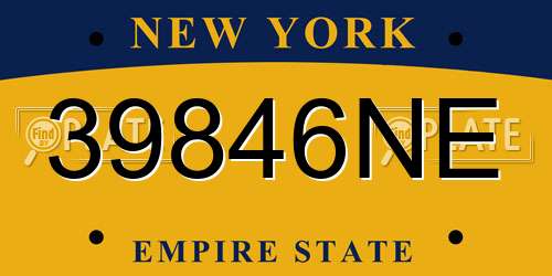 39846NE New York License Plate