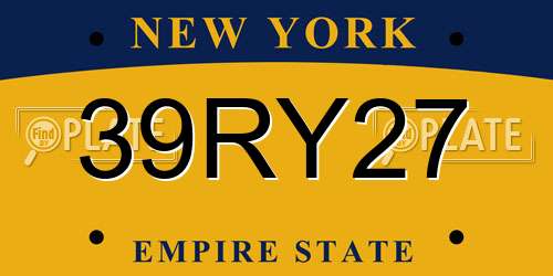 39RY27 New York License Plate