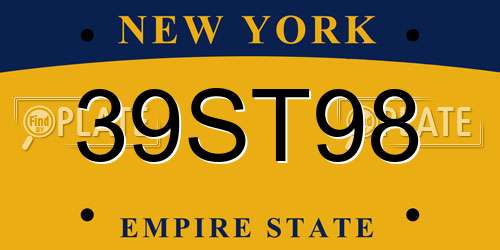 39ST98 New York License Plate
