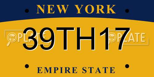 39TH17 New York License Plate