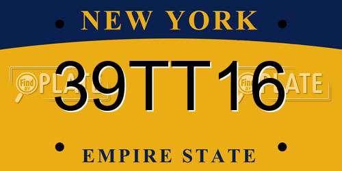 39TT16 New York License Plate
