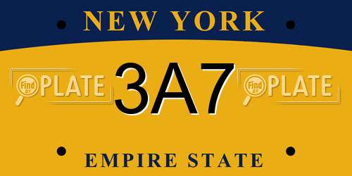 3A7 New York License Plate