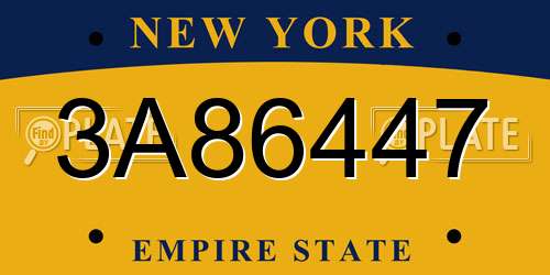 3A86447 New York License Plate