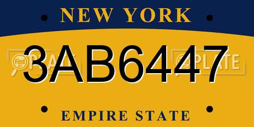 3AB6447 New York License Plate