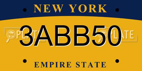 3ABB50 New York License Plate