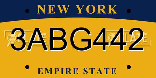 3ABG442 New York License Plate