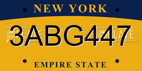 3ABG447 New York License Plate