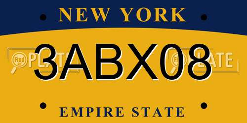 3ABX08 New York License Plate