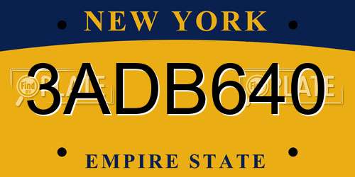3ADB640 New York License Plate