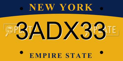3ADX33 New York License Plate