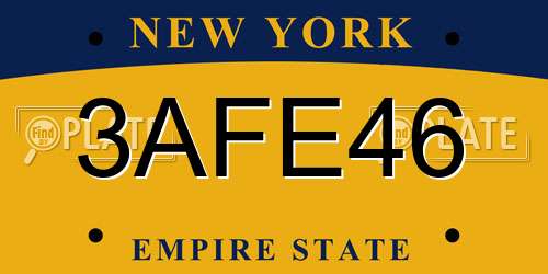3AFE46 New York License Plate