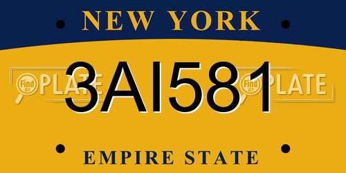 3AI581 New York License Plate