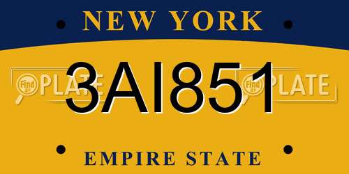 3AI851 New York License Plate
