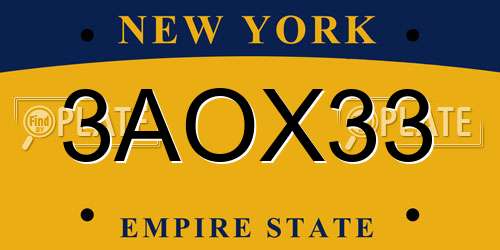 3AOX33 New York License Plate