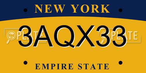 3AQX33 New York License Plate