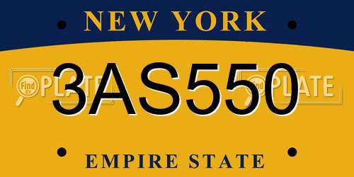 3AS550 New York License Plate