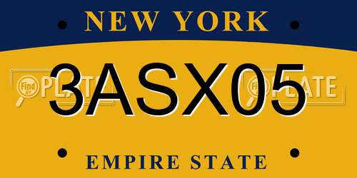 3ASX05 New York License Plate